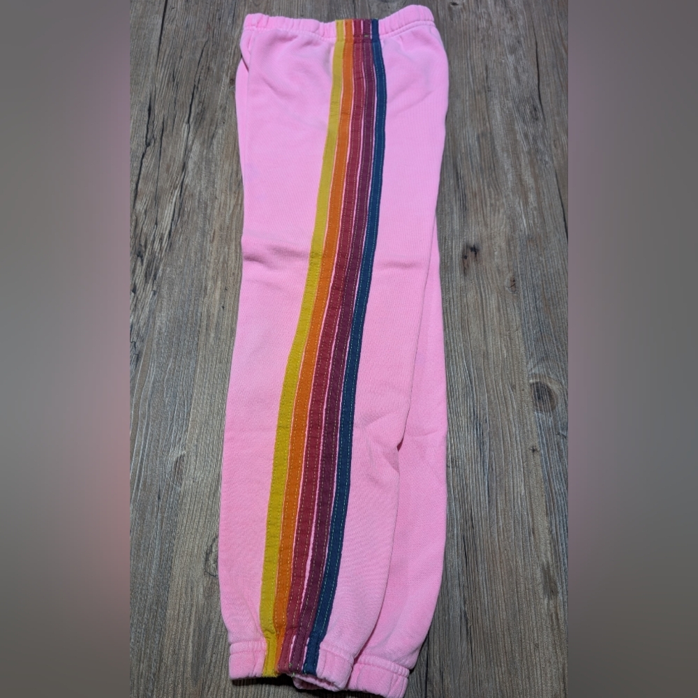 Aviator Nation Sweatpants Joggers Pink Stripe Size 12